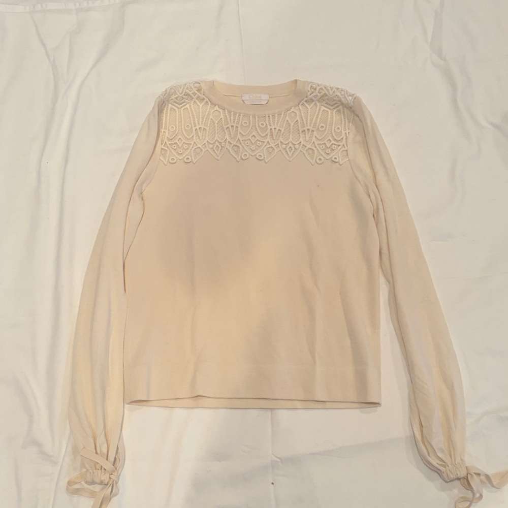 Chloe Cream Lace Accent Blouse